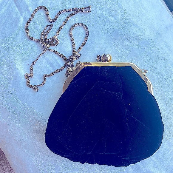 Nordstrom’s vintage black velvet crossbody mini handbag. - Picture 1 of 4